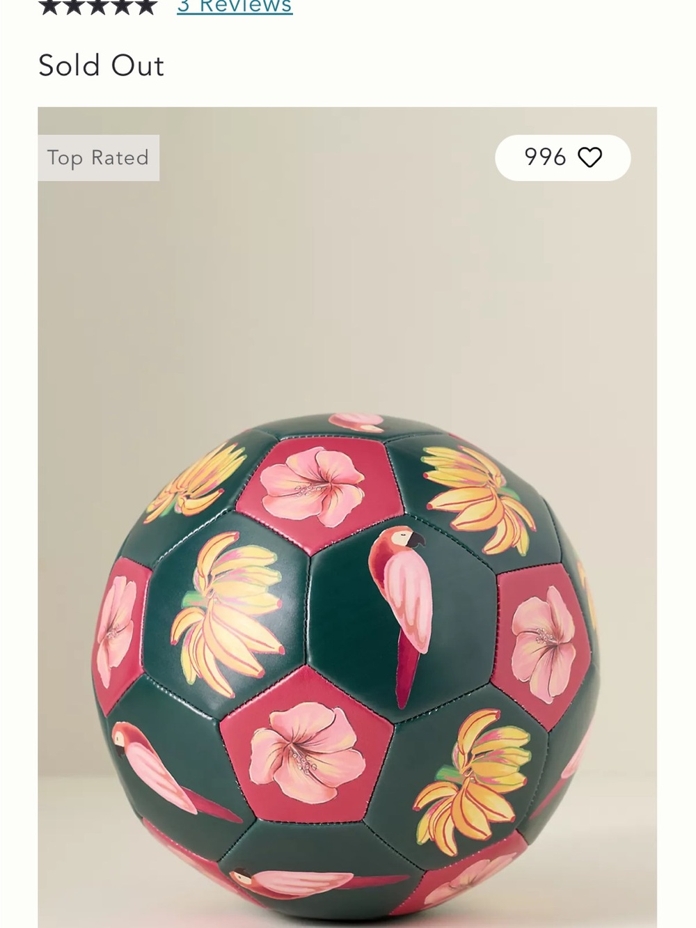 Farm Rio Soccer Ball from Anthropologie - Green - Parrots Bananas Flowers